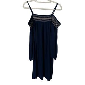 S. Oliver Red Label Dress 4 Navy Blue Off Shoulder Smocked Boho Beach Cover Up